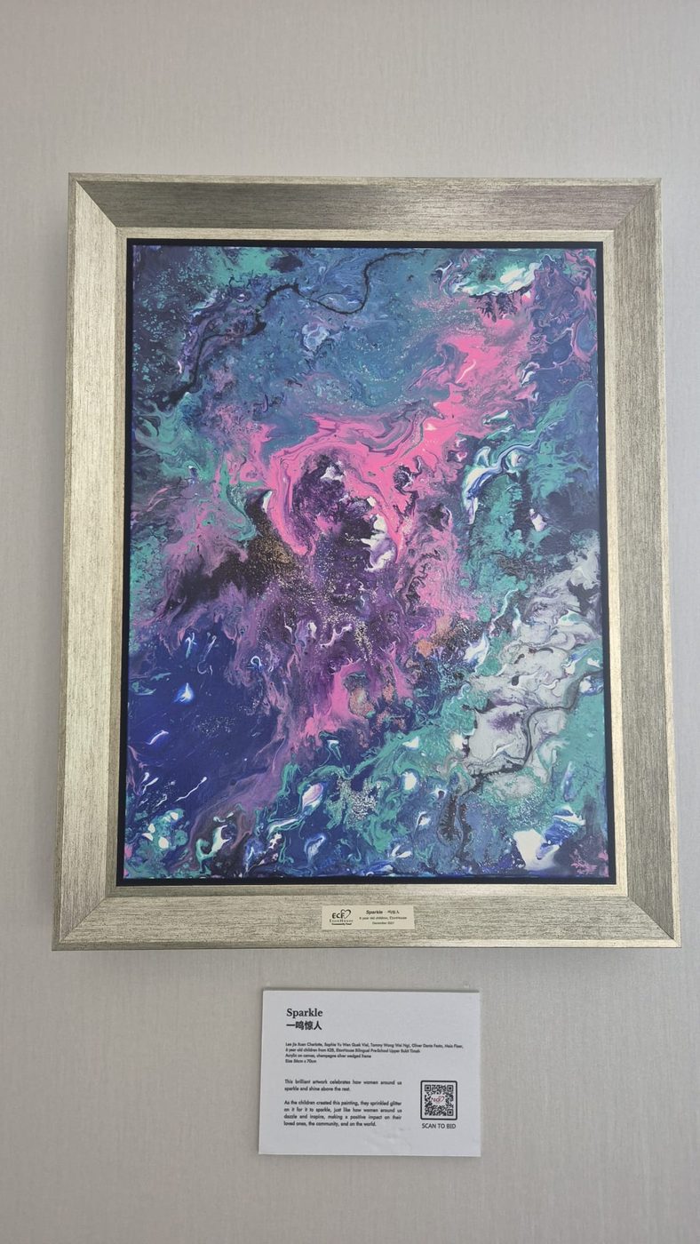 Sparkle, acrylic painting by children of EtonHouse Bilingual Pre-School